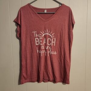 5/$10 The beach is my happy place v-neck summer shirt